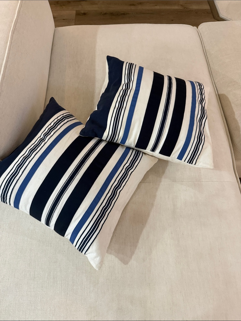 Striped Navy and White Throw Pillow Pair Nautica 18x18 Covers only